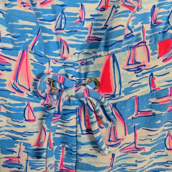 Lilly Pulitzer Jace Romper Zanzibar Blue Sailboats Medium Strapless Pink - Picture 5 of 12